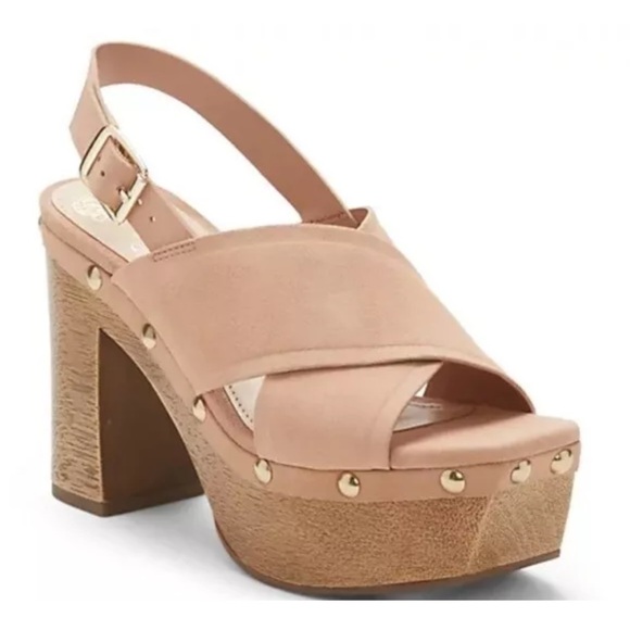 Vince Camuto Jenevya open toe clunky platform suede heels sandals - Picture 1 of 8